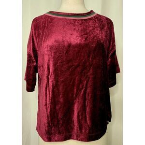 Urban Outfitters Room Service Cranberry Crushed Velvet Tee Top  Sz Small NEW